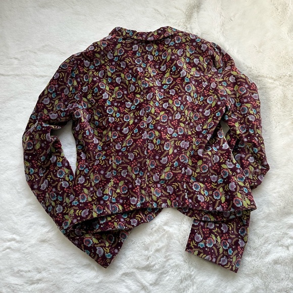 FREE PEOPLE Floral Velvet Boho Preppy Fall Winter Blazer Pylurple Jacket.Sz 2 . - Picture 5 of 8
